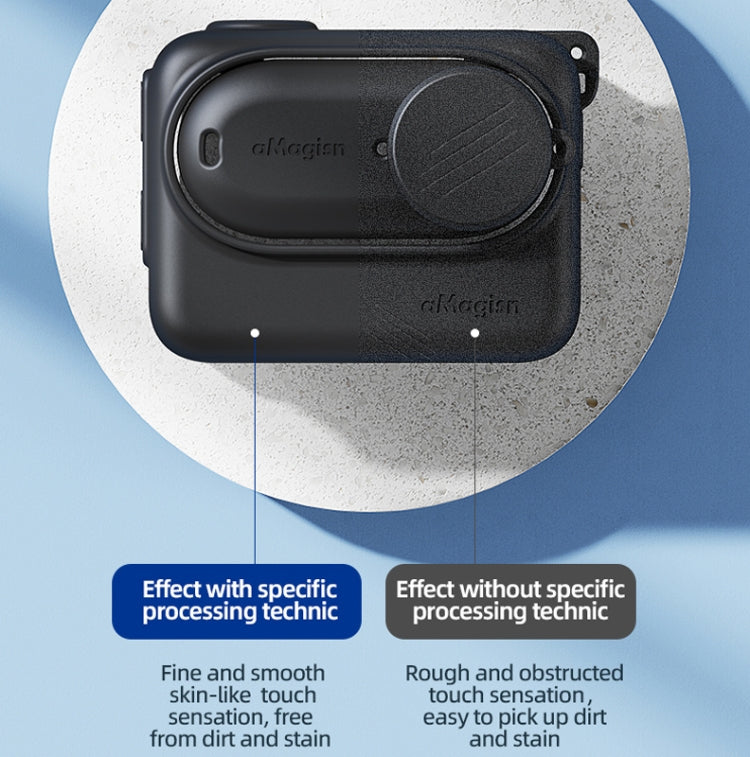 For Insta360 GO 3 AMagisn Silicone Body Cover Protective Case With Lanyard(Black) by aMagisn