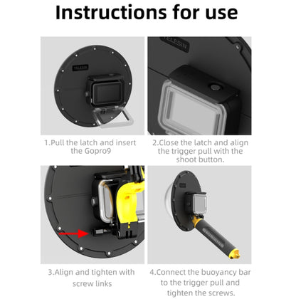 TELESIN 30M Waterproof Case Housing For GoPro Hero11 Black / HERO10 Black / HERO9 Black by TELESIN