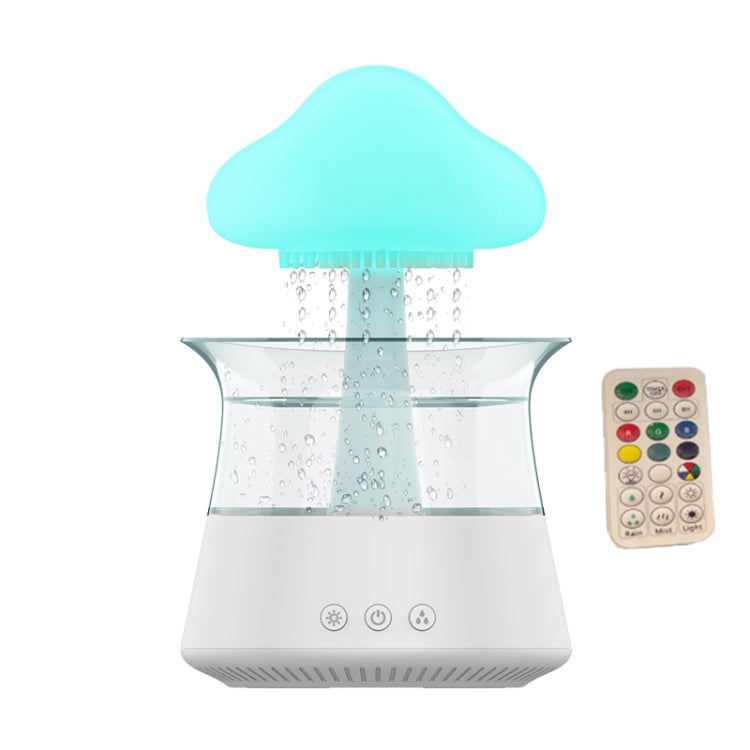CH06 300ml Rain Humidifier Mushroom Cloud Colorful Night Lamp Aromatherapy Machine, Style: With Remote Controller(White) by bashfashion