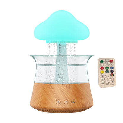 CH06 300ml Rain Humidifier Mushroom Cloud Colorful Night Lamp Aromatherapy Machine, Style: With Remote Controller(Light Wood Grain) by bashfashion