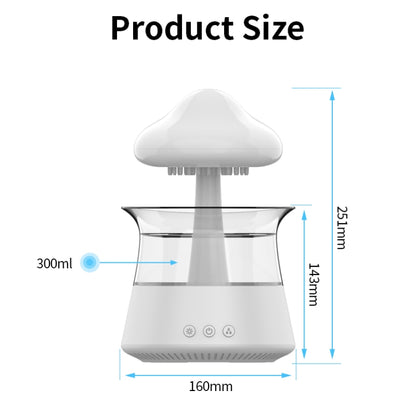 CH06 300ml Rain Humidifier Mushroom Cloud Colorful Night Lamp Aromatherapy Machine, Style: With Remote Controller(Light Wood Grain) by bashfashion