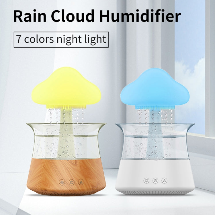 CH06 300ml Rain Humidifier Mushroom Cloud Colorful Night Lamp Aromatherapy Machine, Style: With Remote Controller(Light Wood Grain) by bashfashion