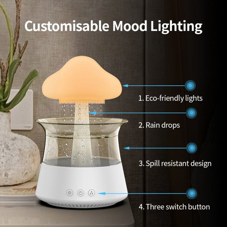 CH06 300ml Rain Humidifier Mushroom Cloud Colorful Night Lamp Aromatherapy Machine, Style: With Remote Controller(Light Wood Grain) by bashfashion