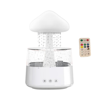 CH08 450ml Rain Humidifier Mushroom Cloud Colorful Night Lamp Aromatherapy Machine, Style: With Remote Controller(White) by bashfashion