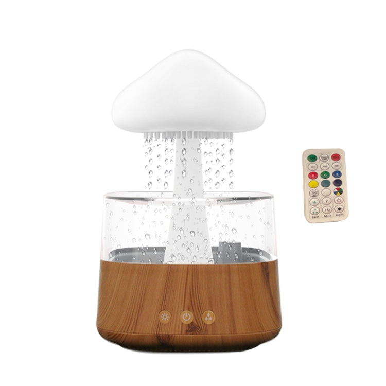 CH08 450ml Rain Humidifier Mushroom Cloud Colorful Night Lamp Aromatherapy Machine, Style: With Remote Controller(Light Wood Grain) by bashfashion