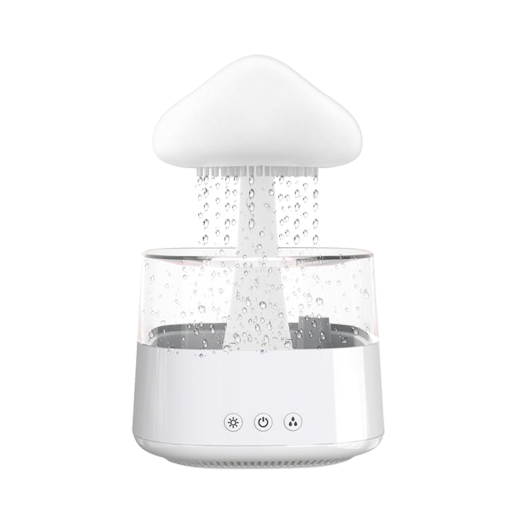 CH08 450ml Rain Humidifier Mushroom Cloud Colorful Night Lamp Aromatherapy Machine, Style: Without Remote Controller(White) by bashfashion