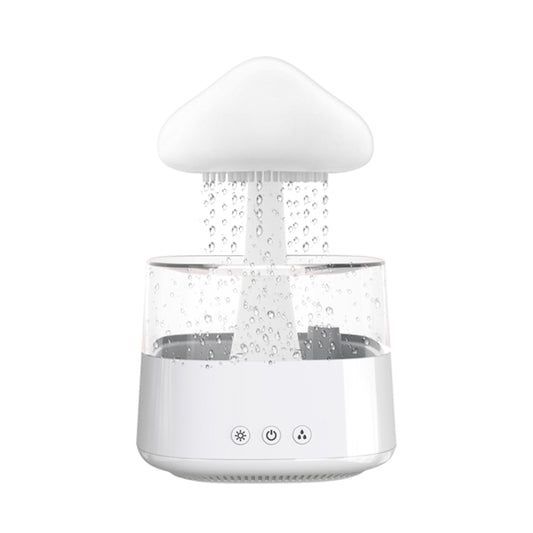 CH08 450ml Rain Humidifier Mushroom Cloud Colorful Night Lamp Aromatherapy Machine, Style: Without Remote Controller(White) by bashfashion