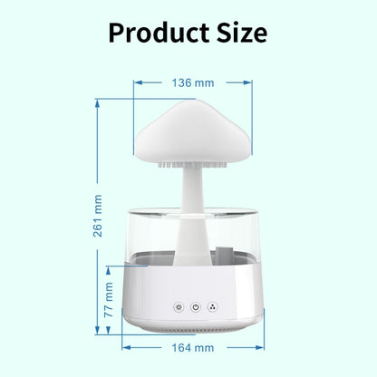 CH08 450ml Rain Humidifier Mushroom Cloud Colorful Night Lamp Aromatherapy Machine, Style: Without Remote Controller(White) by bashfashion