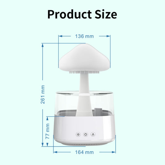 CH08 450ml Rain Humidifier Mushroom Cloud Colorful Night Lamp Aromatherapy Machine, Style: Without Remote Controller(White) by bashfashion