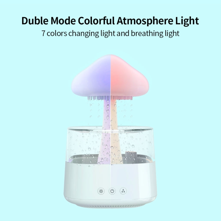 CH08 450ml Rain Humidifier Mushroom Cloud Colorful Night Lamp Aromatherapy Machine, Style: Without Remote Controller(White) by bashfashion