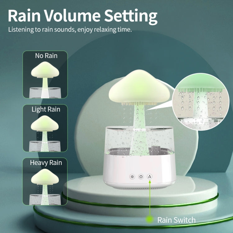 CH08 450ml Rain Humidifier Mushroom Cloud Colorful Night Lamp Aromatherapy Machine, Style: Without Remote Controller(White) by bashfashion