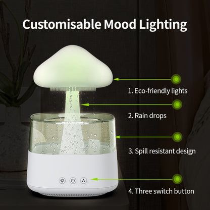 CH08 450ml Rain Humidifier Mushroom Cloud Colorful Night Lamp Aromatherapy Machine, Style: Without Remote Controller(White) by bashfashion