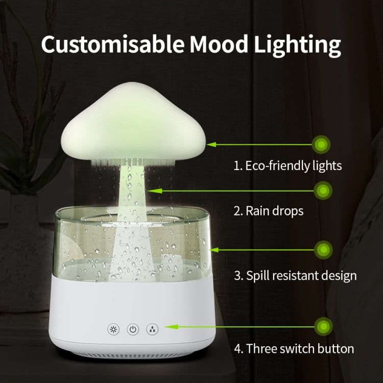 CH08 450ml Rain Humidifier Mushroom Cloud Colorful Night Lamp Aromatherapy Machine, Style: With Remote Controller(Light Wood Grain) by bashfashion
