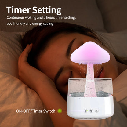 CH08 450ml Rain Humidifier Mushroom Cloud Colorful Night Lamp Aromatherapy Machine, Style: Without Remote Controller(White) by bashfashion