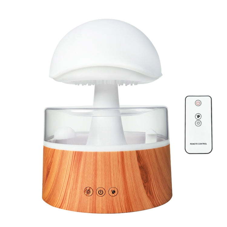 500ml Rain Humidifier Mushroom Cloud Colorful Night Lamp Aromatherapy Machine With Remote Control, Style: USB Direct Plug(Wood Grain) by bashfashion