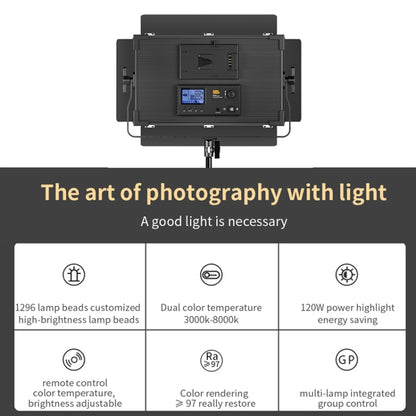 Pixel P45pro High Bright Dual Color Temperature Fill Light 120W Normal Bright Studio Camera Soft Light(A Set With UK Plug Adaptor) by Pixel