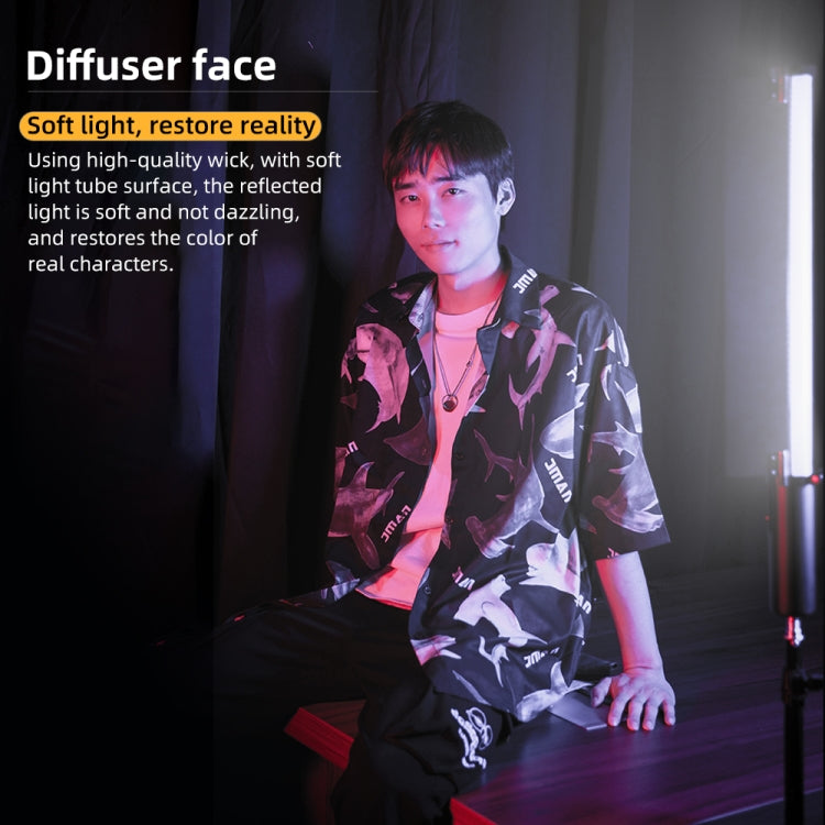 Pixel S24 RGB Fill Light Rod Handheld Portable Color Icelet Outdoor Videos Live Broadcast Studio Camera Stick Lamp(Standard Set+US Plug Adapter) by Pixel