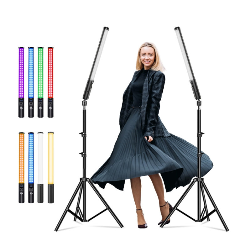 Pixel S24 RGB Fill Light Rod Handheld Portable Color Icelet Outdoor Videos Live Broadcast Studio Camera Stick Lamp(Standard Set+US Plug Adapter) by Pixel