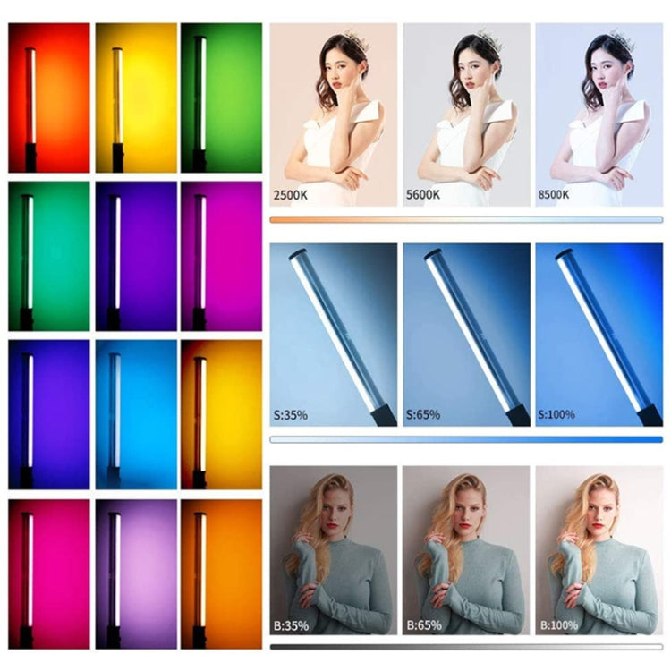 Pixel S24 RGB Fill Light Rod Handheld Portable Color Icelet Outdoor Videos Live Broadcast Studio Camera Stick Lamp(Standard Set+US Plug Adapter) by Pixel