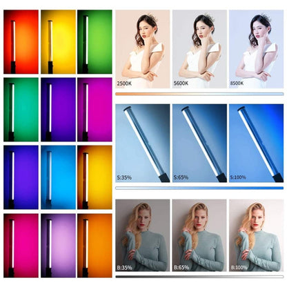 Pixel S24 RGB Fill Light Rod Handheld Portable Color Icelet Outdoor Videos Live Broadcast Studio Camera Stick Lamp(Standard Set+US Plug Adapter) by Pixel