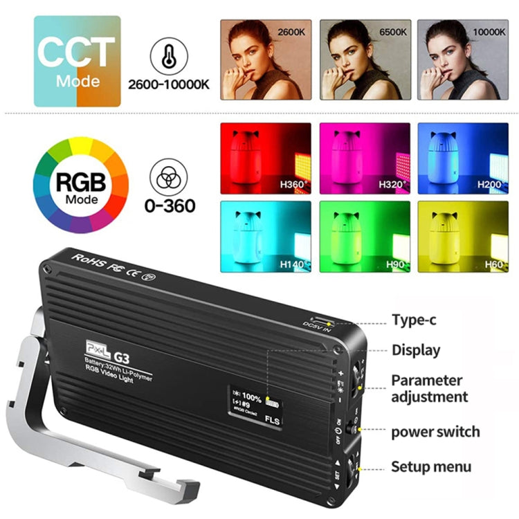 Pixel G3 Flat Panel RGB Fill Light Handheld Photography Camera Dimmable Desktop Mini Pocket Lamp(A Set) by Pixel