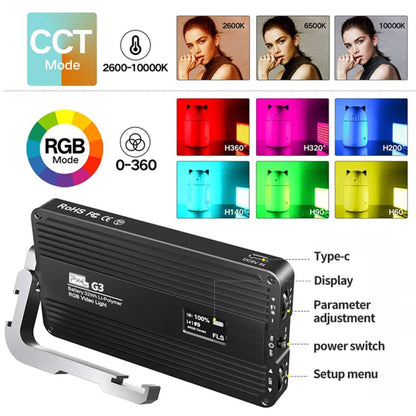Pixel G3 Flat Panel RGB Fill Light Handheld Photography Camera Dimmable Desktop Mini Pocket Lamp(A Set) by Pixel