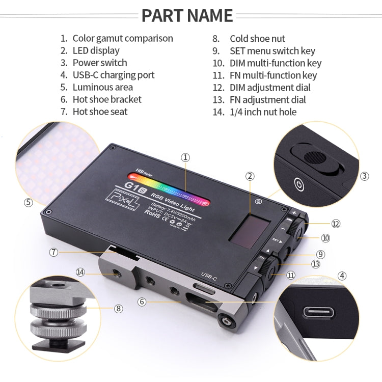 Pixel G1S Mini Outdoor RGB Color Fill Light Camera Small Desktop Lights(A Set) by Pixel