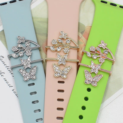 3pcs/Set Smart Watch Silicone Watch Band Decorative Ring Butterfly Buckle Watch Band Decorations(1) by bashfashion