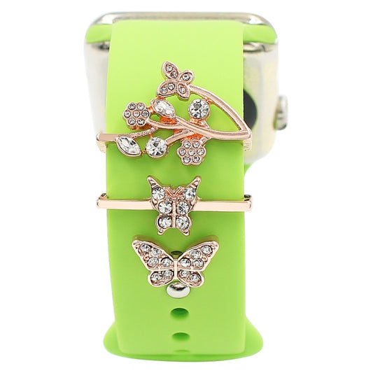 3pcs/Set Smart Watch Silicone Watch Band Decorative Ring Butterfly Buckle Watch Band Decorations(2) by bashfashion