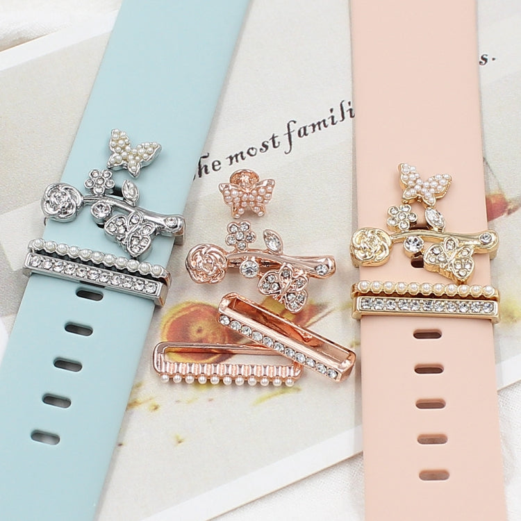 3pcs/Set Smart Watch Silicone Watch Band Decorative Ring Butterfly Buckle Watch Band Decorations(4) by bashfashion