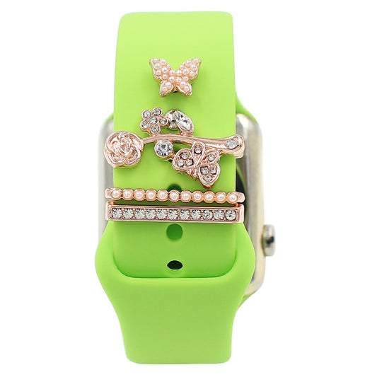 3pcs/Set Smart Watch Silicone Watch Band Decorative Ring Butterfly Buckle Watch Band Decorations(5) by bashfashion