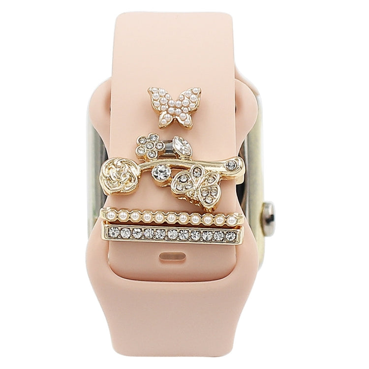 3pcs/Set Smart Watch Silicone Watch Band Decorative Ring Butterfly Buckle Watch Band Decorations(6) by bashfashion