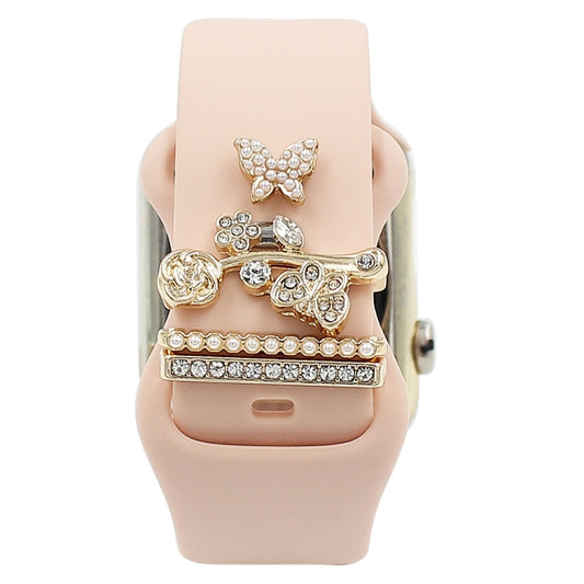 3pcs/Set Smart Watch Silicone Watch Band Decorative Ring Butterfly Buckle Watch Band Decorations(6) by bashfashion