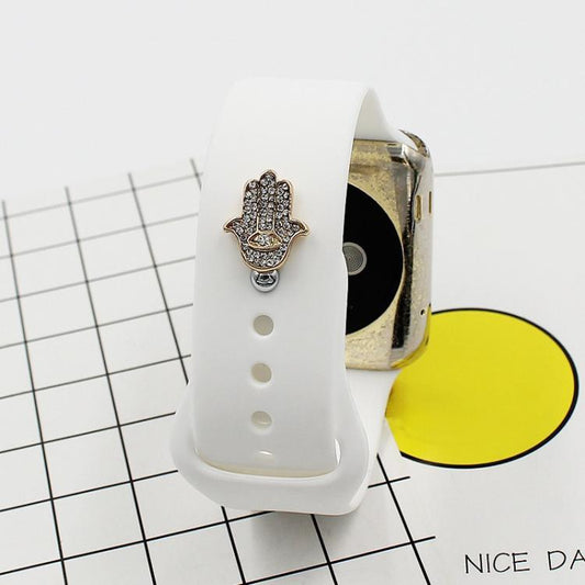 2pcs Watch Silicone Strap Decorative Diamond Buckle Strap Nails, Style: Diamond Hand by bashfashion