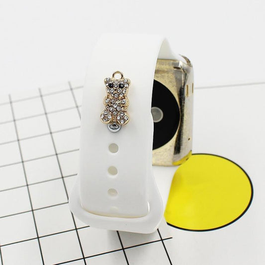 2pcs Watch Silicone Strap Decorative Diamond Buckle Strap Nails, Style: Diamond Bear by bashfashion