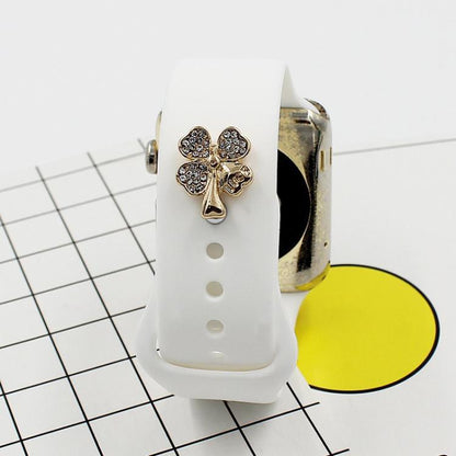 2pcs Watch Silicone Strap Decorative Diamond Buckle Strap Nails, Style: Diamond Clover by bashfashion