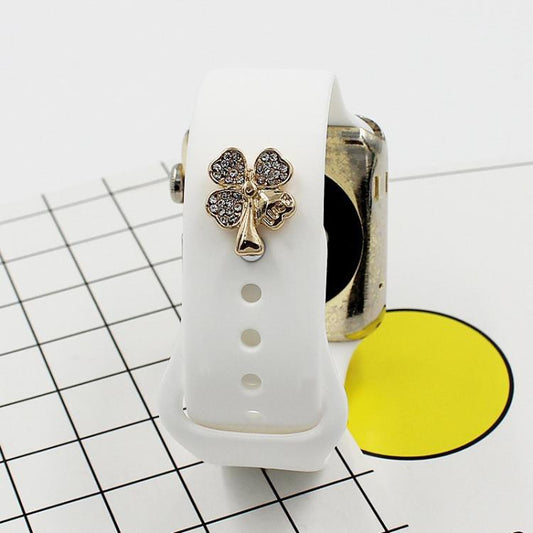 2pcs Watch Silicone Strap Decorative Diamond Buckle Strap Nails, Style: Diamond Clover by bashfashion