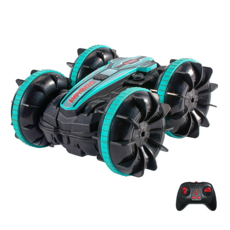 2.4G Amphibious Stunt Remote Control Car Double-sided Rolling Driving Children Electric Toys(Green) by bashfashion