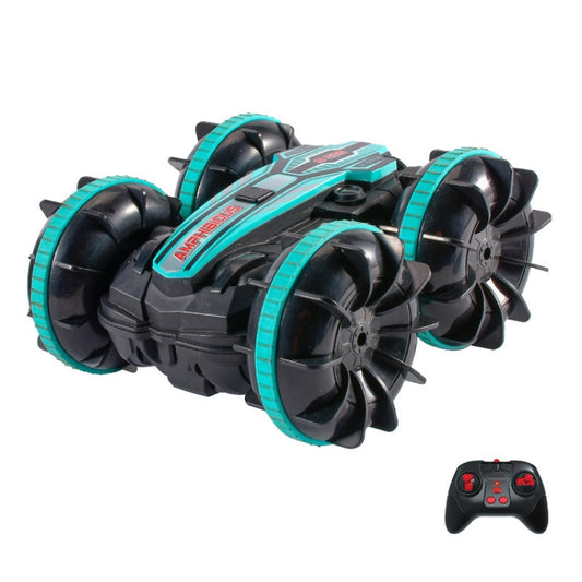 2.4G Amphibious Stunt Remote Control Car Double-sided Rolling Driving Children Electric Toys(Green) by bashfashion