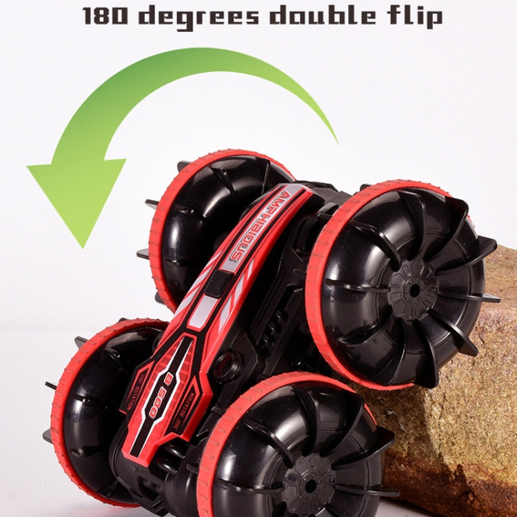 2.4G Amphibious Stunt Remote Control Car Double-sided Rolling Driving Children Electric Toys(Green) by bashfashion