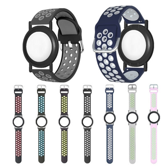 For AirTag Wrist Strap Wristband Anti Lost Bracelet Tracking Locator Silicon Protector(Pink Green) by bashfashion
