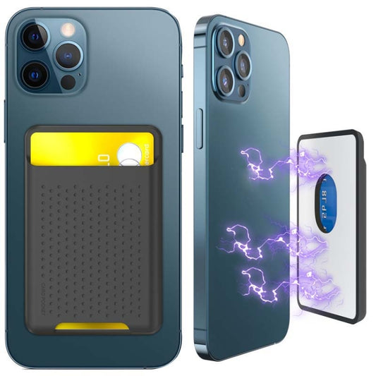 For IPhone 12 / 13 / 14 Series AhaStyle PT133 Mobile Phone Magnetic Silicone Card Case(Black Matte) by AhaStyle