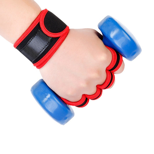 L Weightlifting Dumbbell Horizontal Bar Anti-cocoon Anti-slip Wrist Fitness Four-finger Gloves(Red) by bashfashion