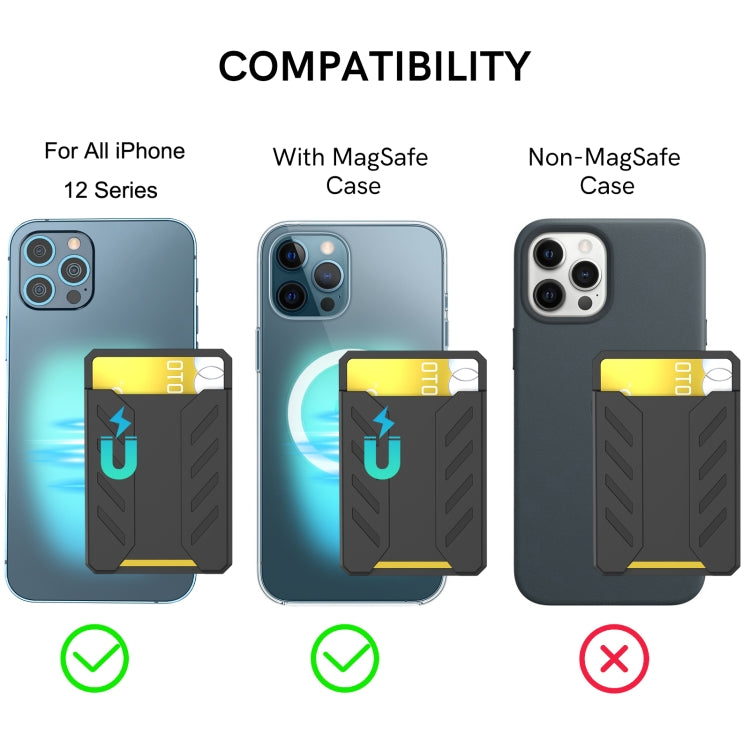 For iPhone 12 / 13 / 14 Series AhaStyle PT133-A Silicone Magnetic Card Case(Black) by AhaStyle