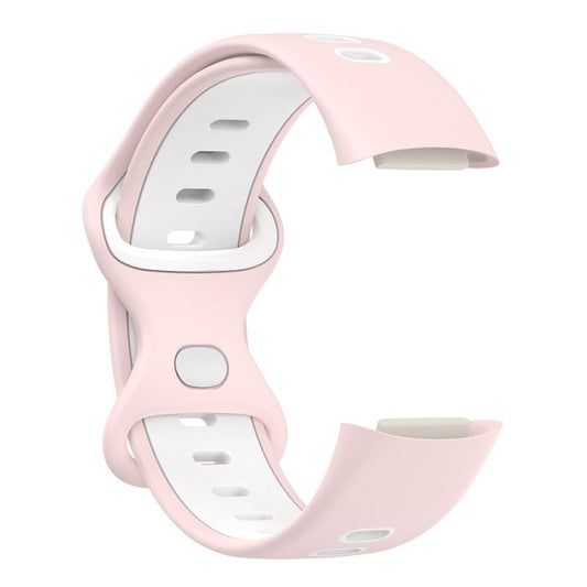 For Fitbit Charge 5 Smart Watch Sports Waterproof Two-Color Silicone Band(Pink White) by bashfashion
