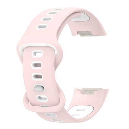 For Fitbit Charge 5 Smart Watch Sports Waterproof Two-Color Silicone Band(Pink White) by bashfashion