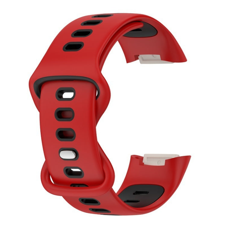 For Fitbit Charge 5 Smart Watch Sports Waterproof Two-Color Silicone Band(Red Black) by bashfashion