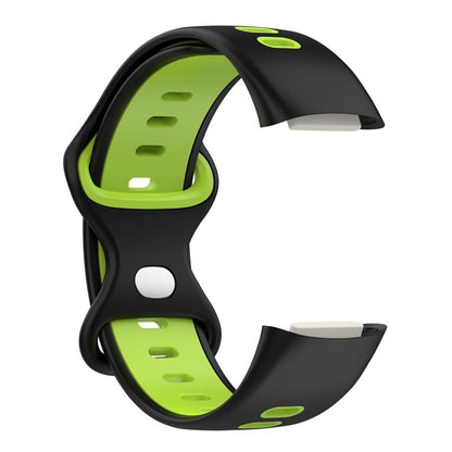 For Fitbit Charge 5 Smart Watch Sports Waterproof Two-Color Silicone Band(Black Green) by bashfashion