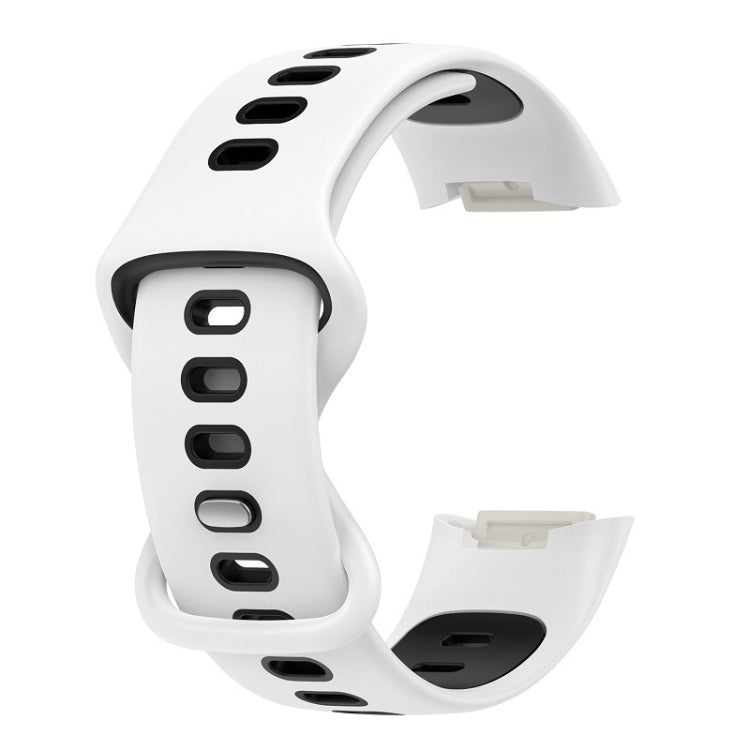 For Fitbit Charge 5 Smart Watch Sports Waterproof Two-Color Silicone Band(White Black) by bashfashion