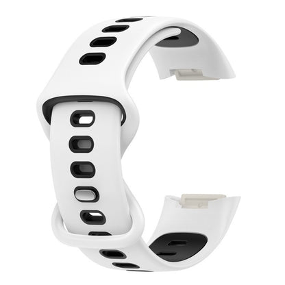For Fitbit Charge 5 Smart Watch Sports Waterproof Two-Color Silicone Band(White Black) by bashfashion